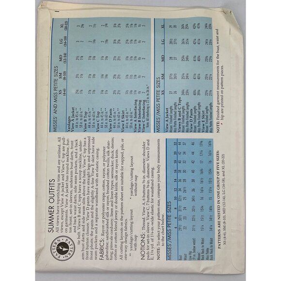 Vintage Sewing Step by Step Pattern For Misses Summer Outfits Top Skirt Pants - Picture 2 of 2